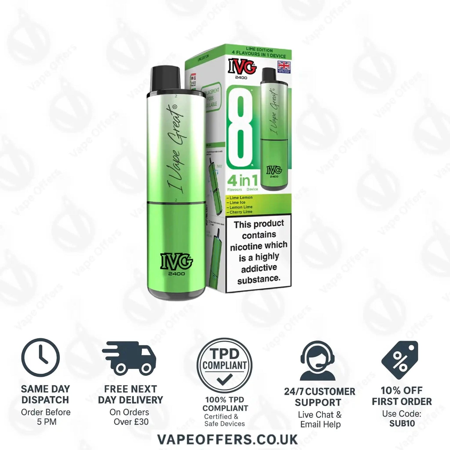 IVG 2400 4 in 1 Prefilled Pod Kit Lime Edition 