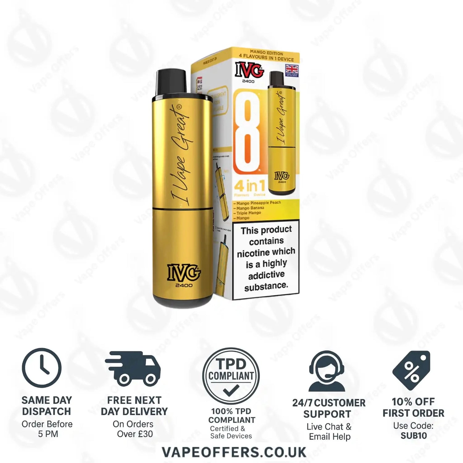 IVG 2400 4 in 1 Prefilled Pod Kit Mango Edition 