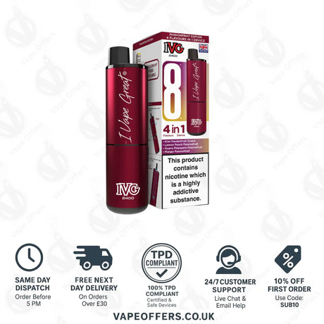 IVG 2400 4 in 1 Prefilled Pod Kit Passionfruit Edition