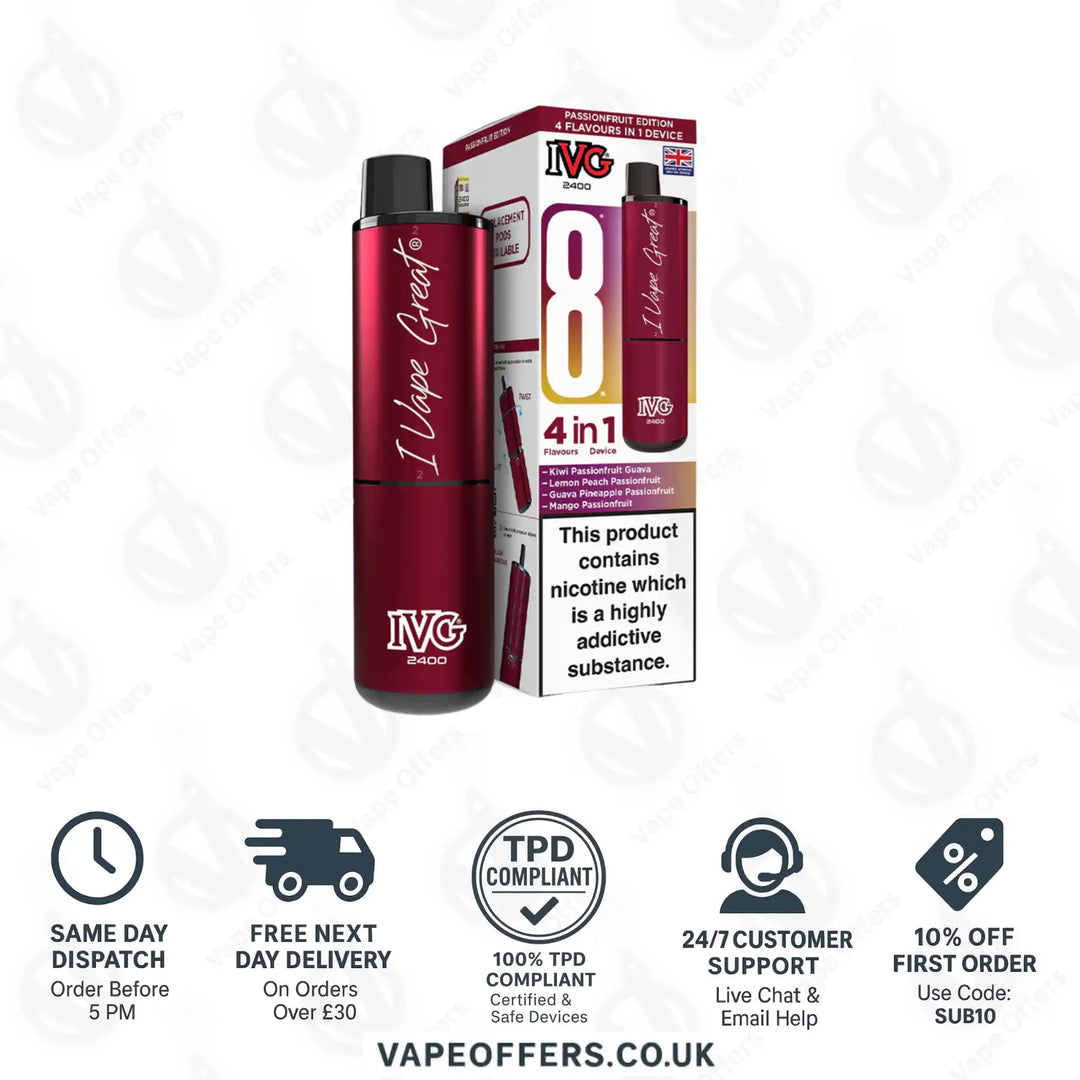 IVG 2400 4 in 1 Prefilled Pod Kit Passionfruit Edition