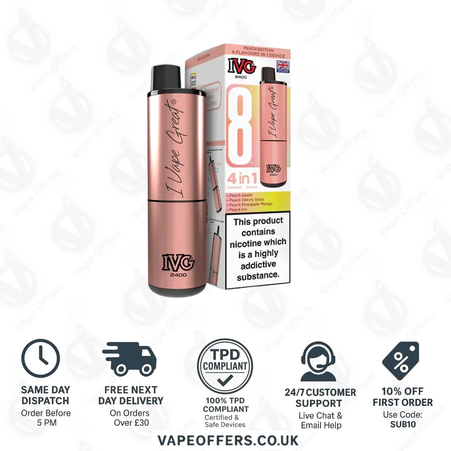 IVG 2400 4 in 1 Prefilled Pod Kit Peach Edition 