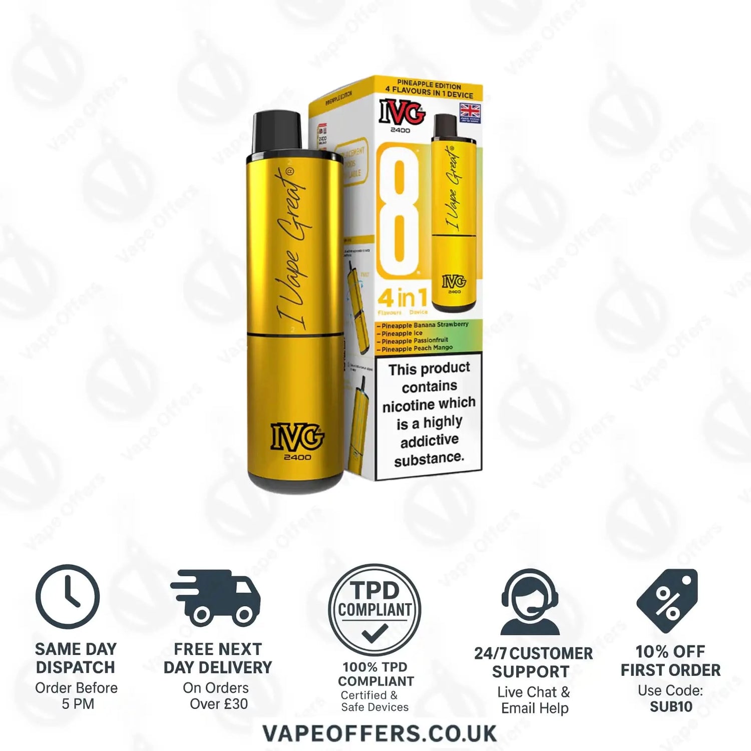 IVG 2400 4 in 1 Prefilled Pod Kit Pineapple Edition 