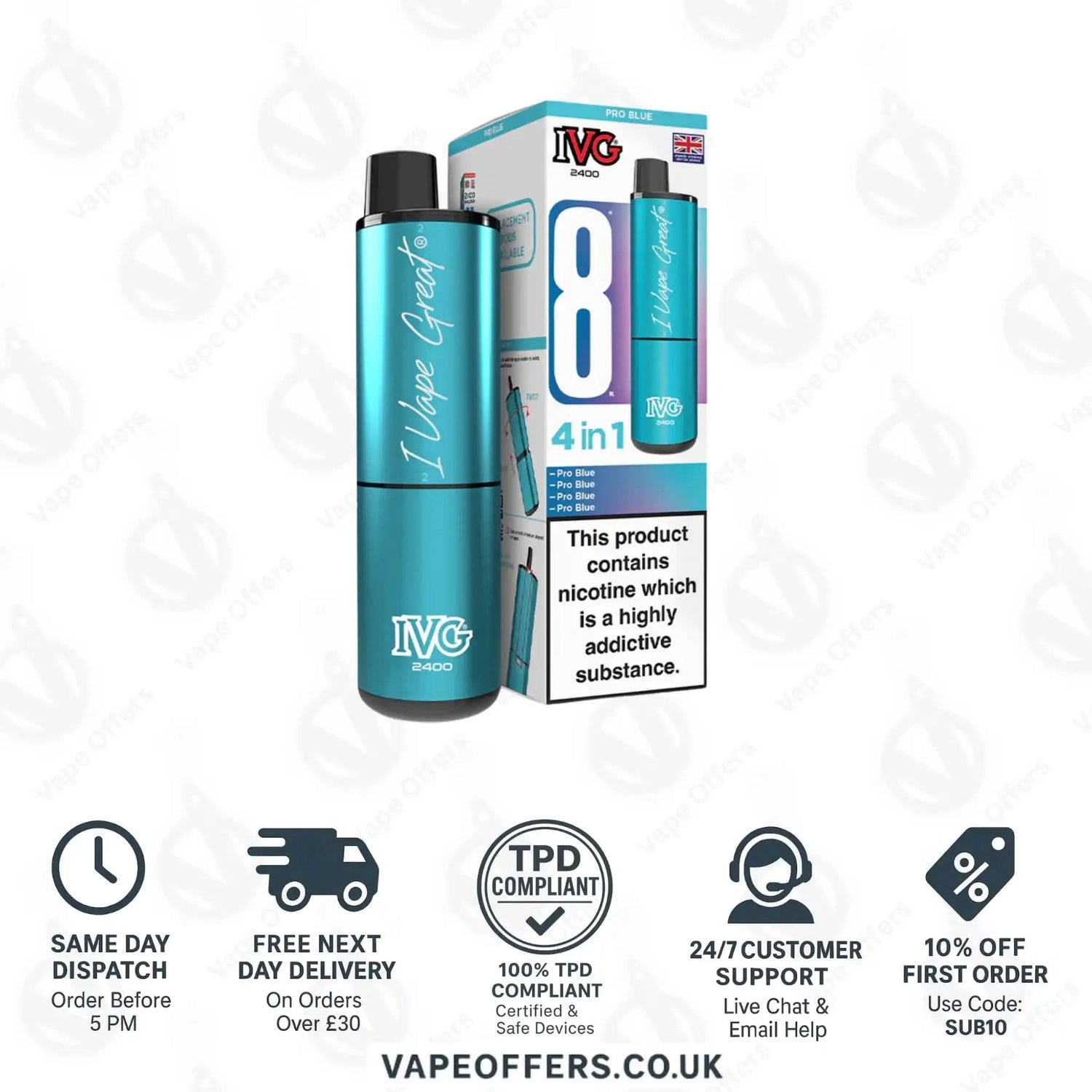 IVG 2400 4 in 1 Prefilled Pod Kit Pro Blue 
