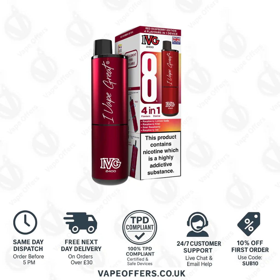 IVG 2400 4 in 1 Prefilled Pod Kit Red Raspberry Edition