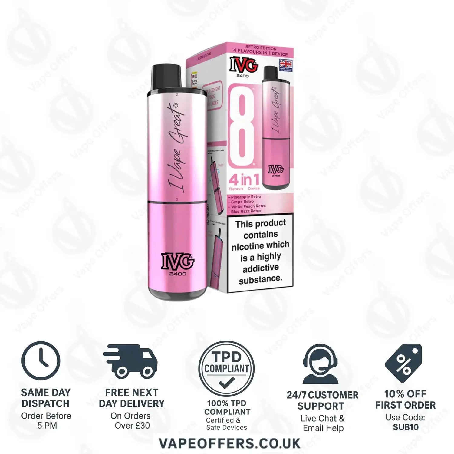 IVG 2400 4 in 1 Prefilled Pod Kit Retro Edition 
