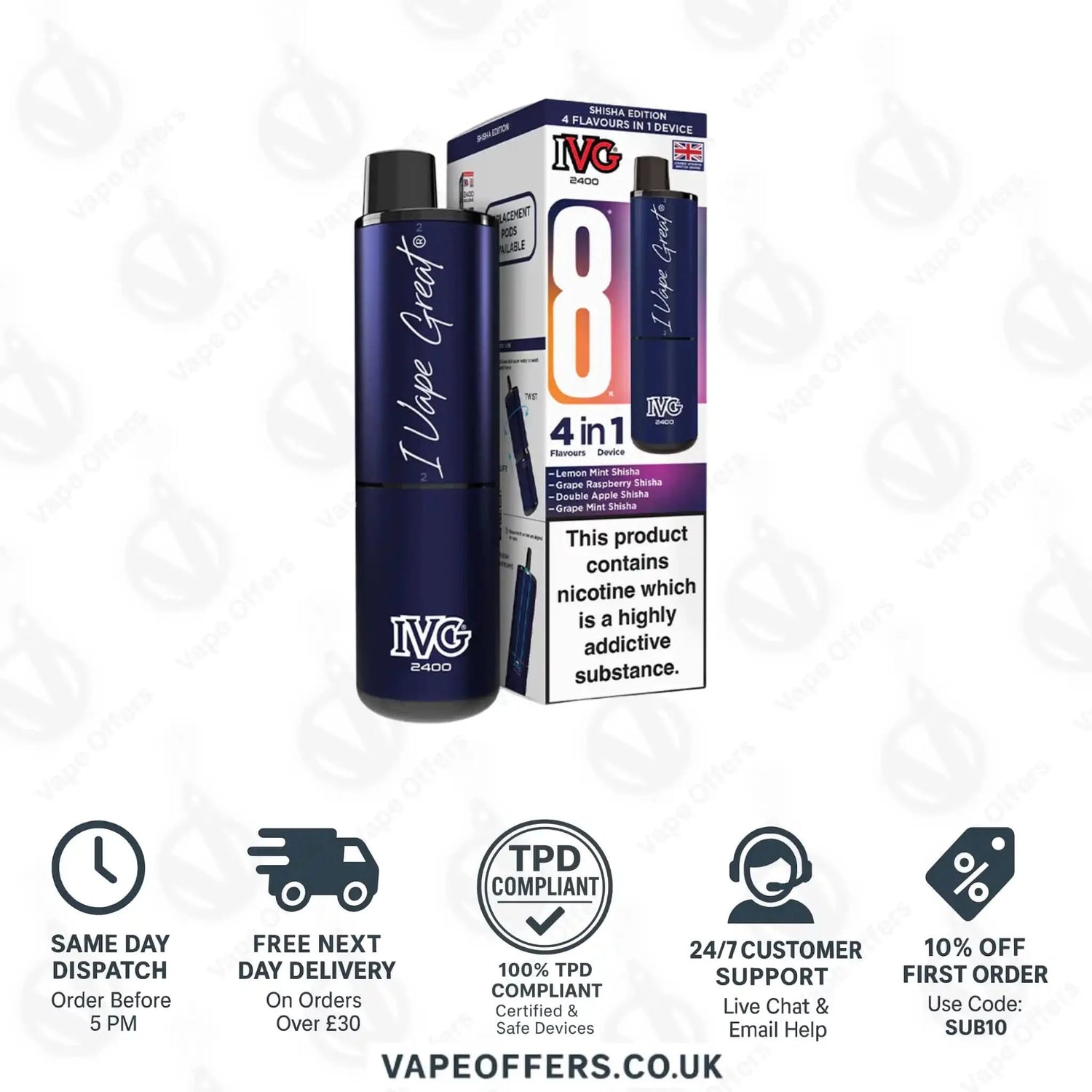 IVG 2400 4 in 1 Prefilled Pod Kit Shisha Edition 