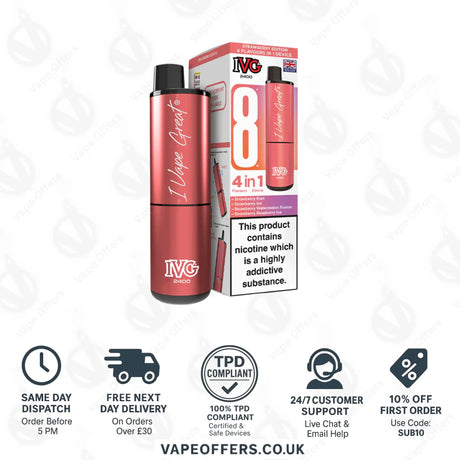 IVG 2400 4 in 1 Prefilled Pod Kit Strawberry Edition