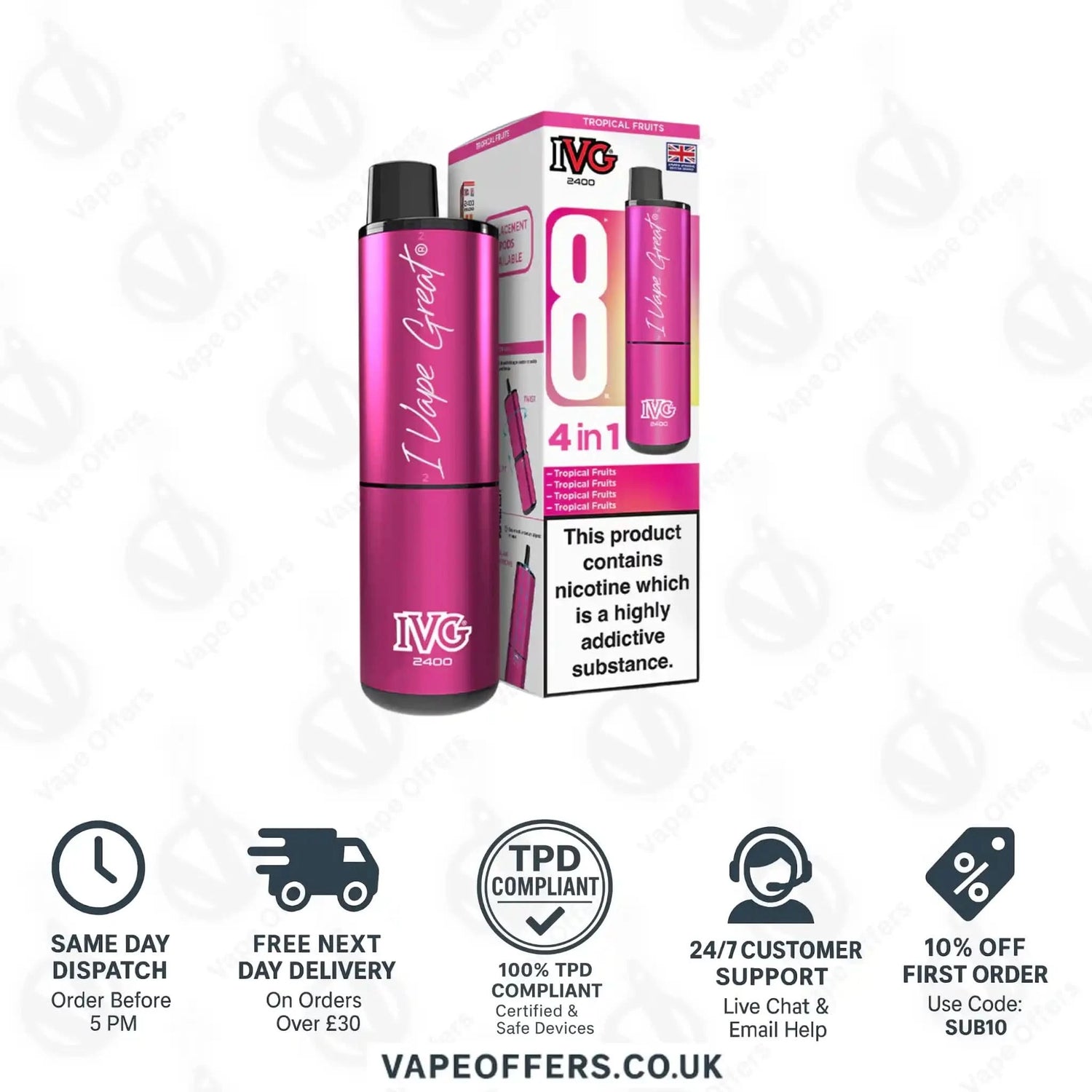 IVG 2400 4 in 1 Prefilled Pod Kit Tropical Fruits 