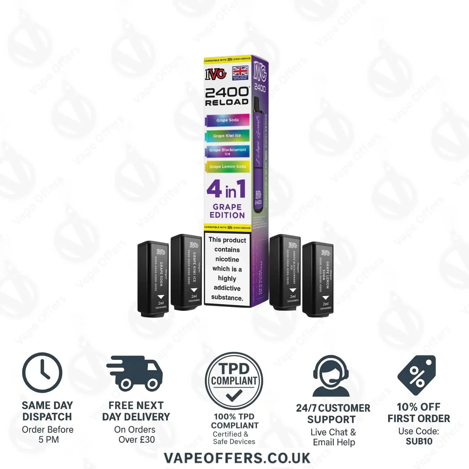 IVG 2400 4 in 1 Prefilled Pods Grape Edition 