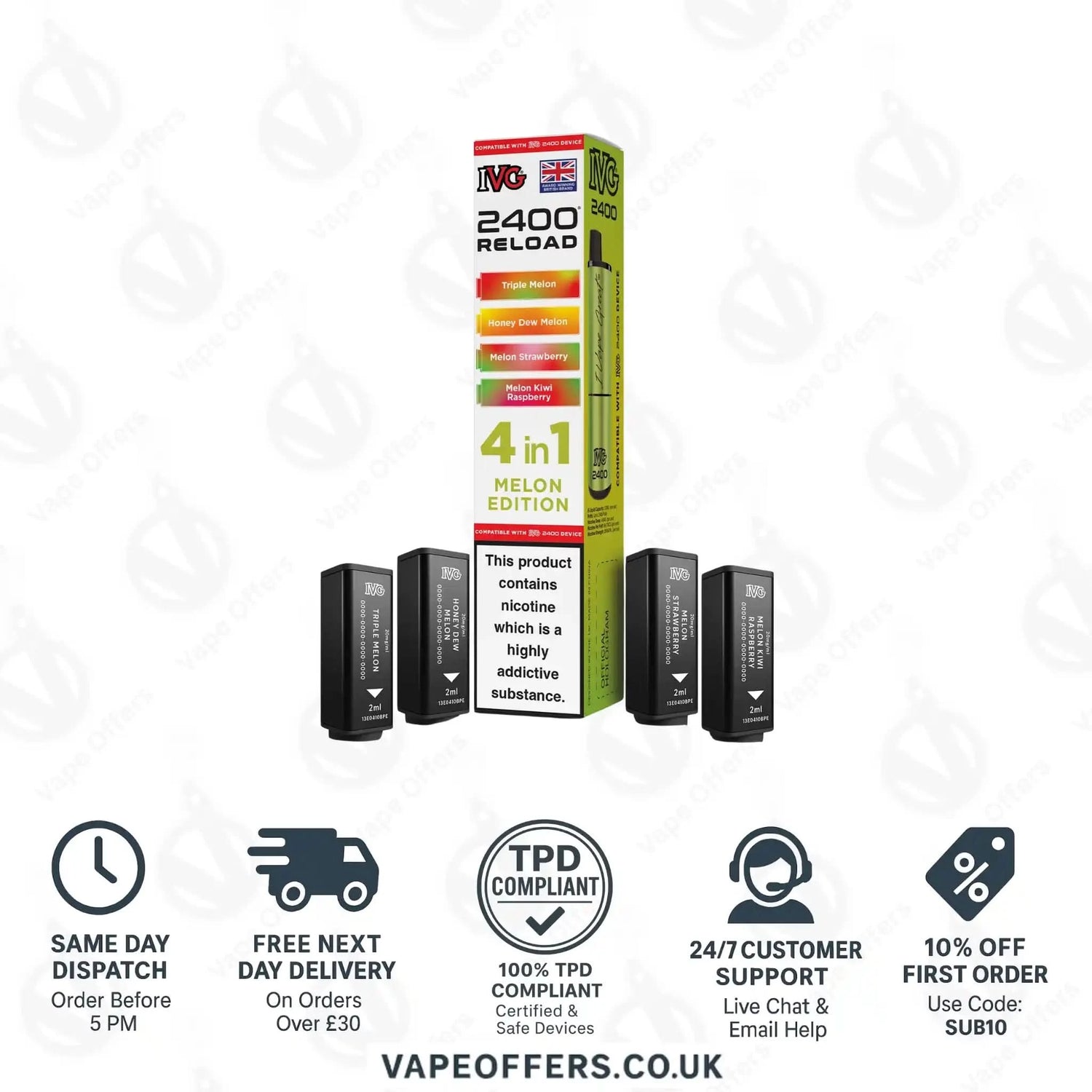 IVG 2400 4 in 1 Prefilled Pods Melon Edition 