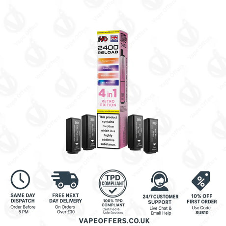 IVG 2400 4 in 1 Prefilled Pods Retro Edition