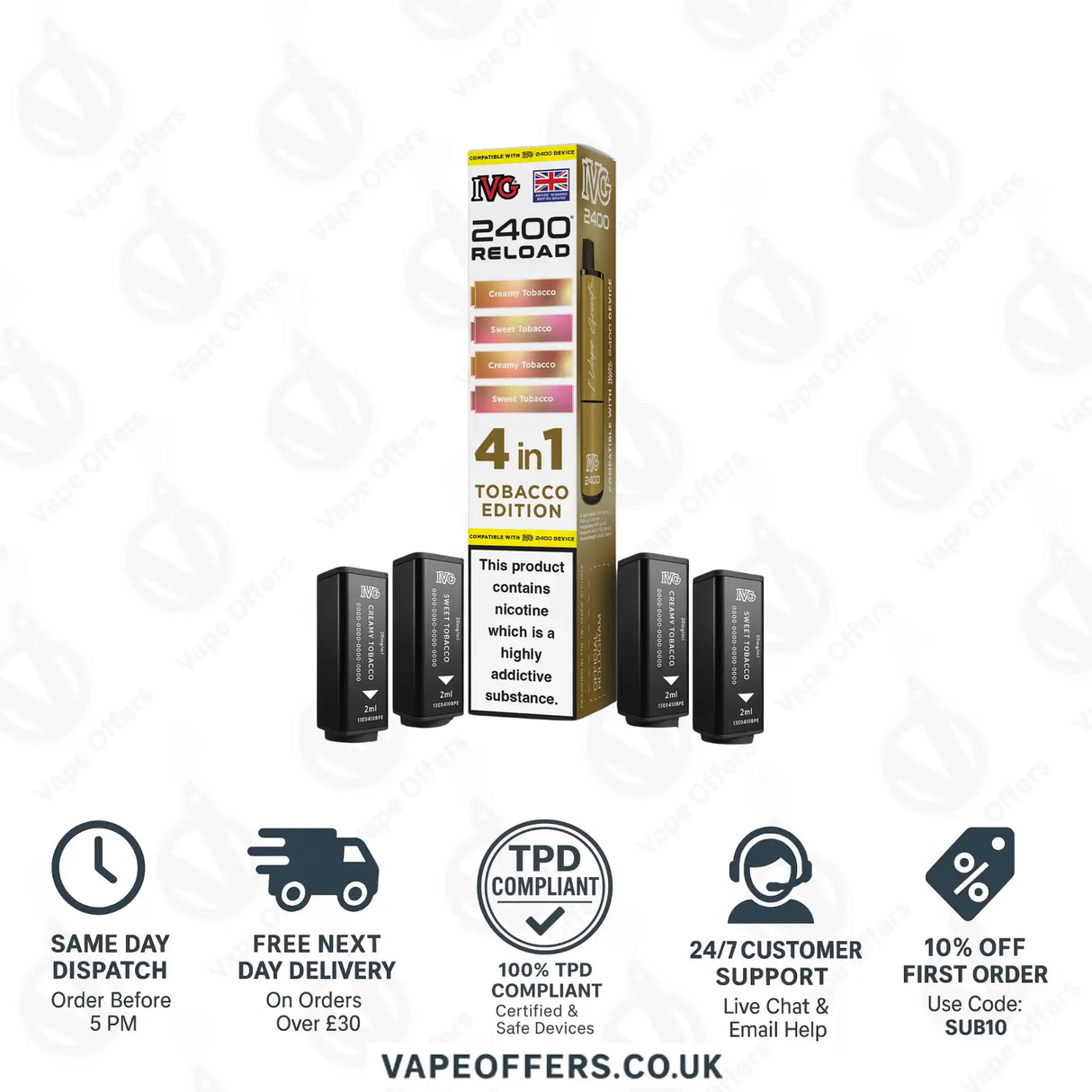 IVG 2400 4 in 1 Prefilled Pods Tobacco Edition