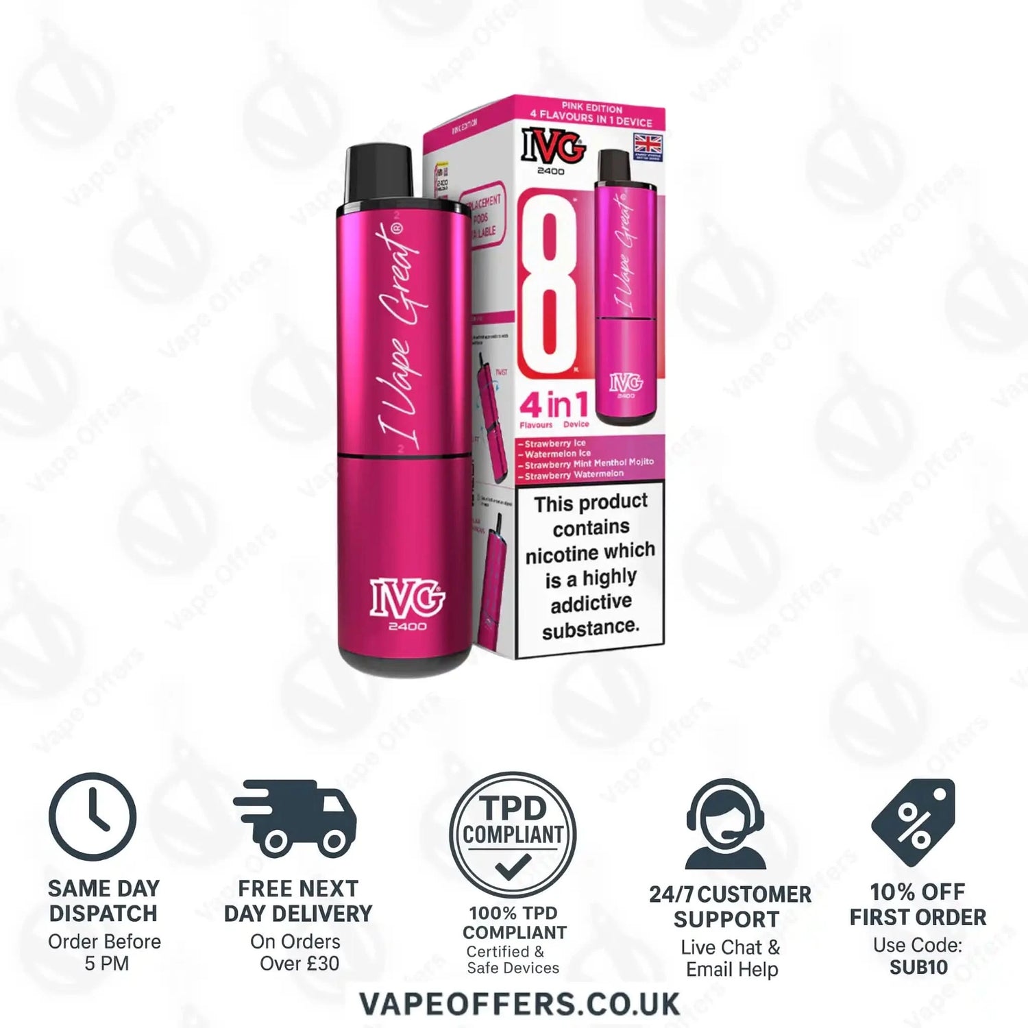 IVG 2400 4 in 1 Prefilled Pod Kit Pink Edition 