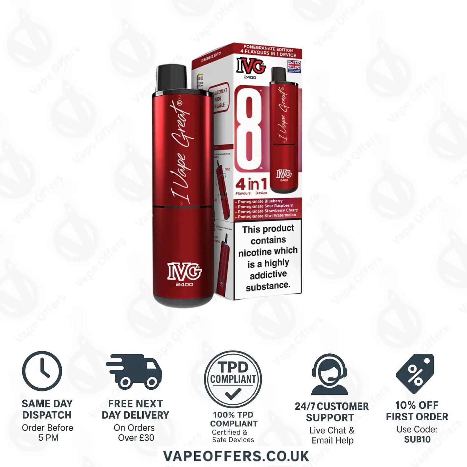 IVG 2400 4 in 1 Prefilled Pod Kit Pomegranate Edition 