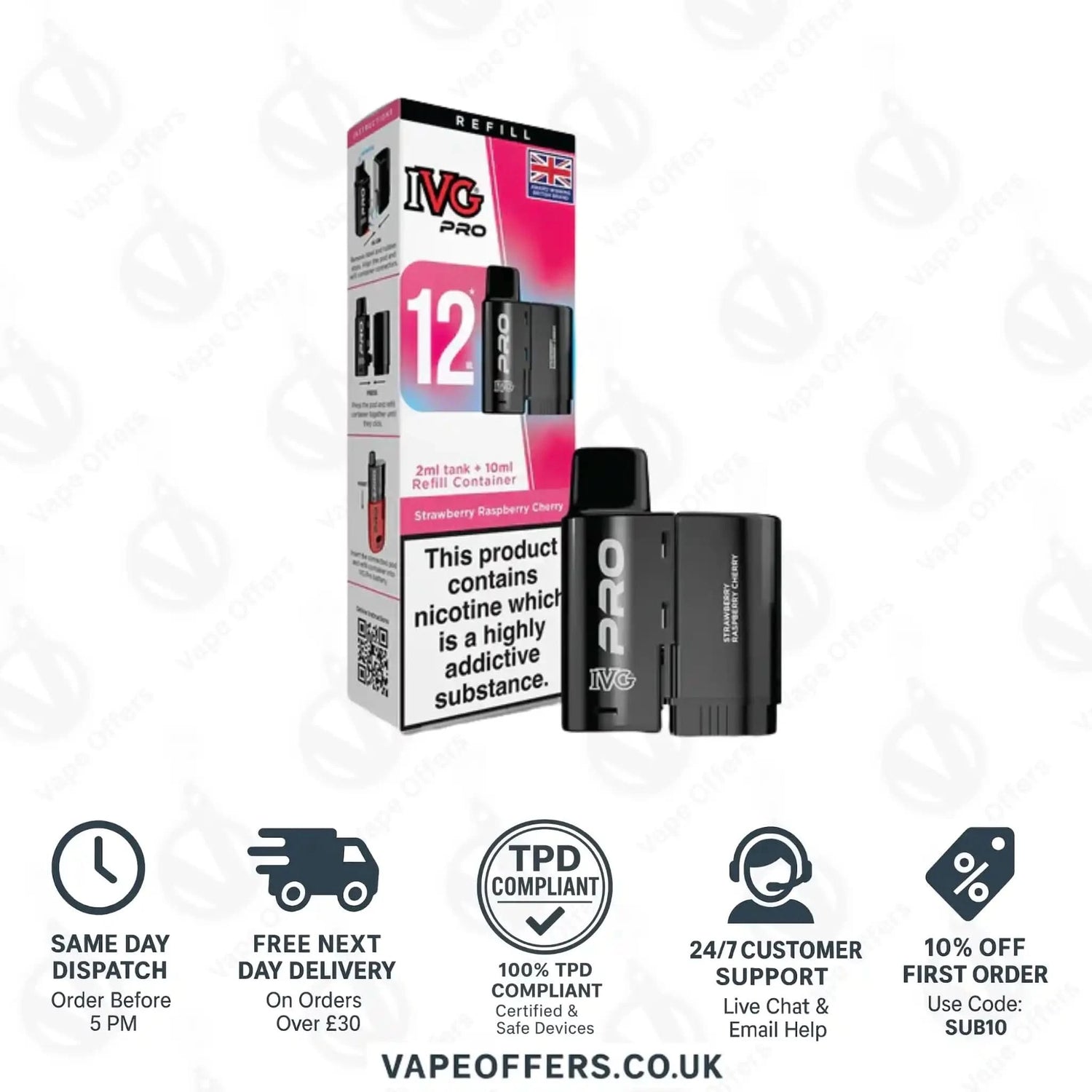 IVG Pro 12 Prefilled Pod Strawberry Raspberry Cherry 