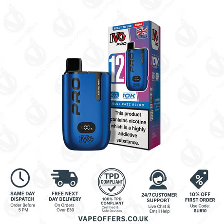 IVG Pro 12 Prefilled Pod Vape Kit Blue Razz Retro