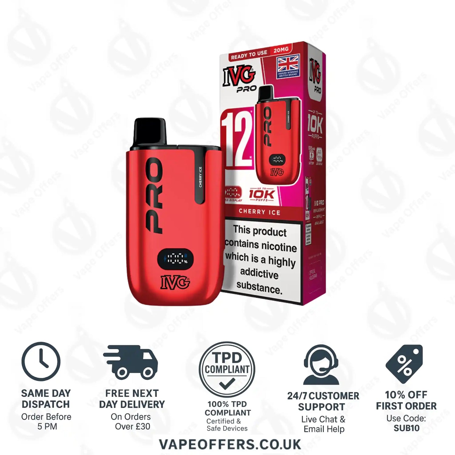 IVG Pro 12 Prefilled Pod Vape Kit Cherry Ice 