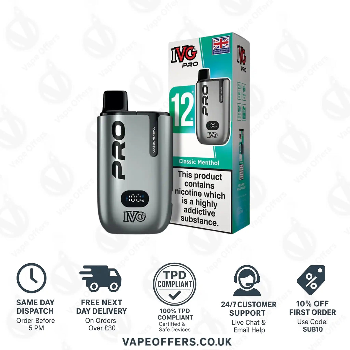 IVG Pro 12 Prefilled Pod Vape Kit Classic Menthol