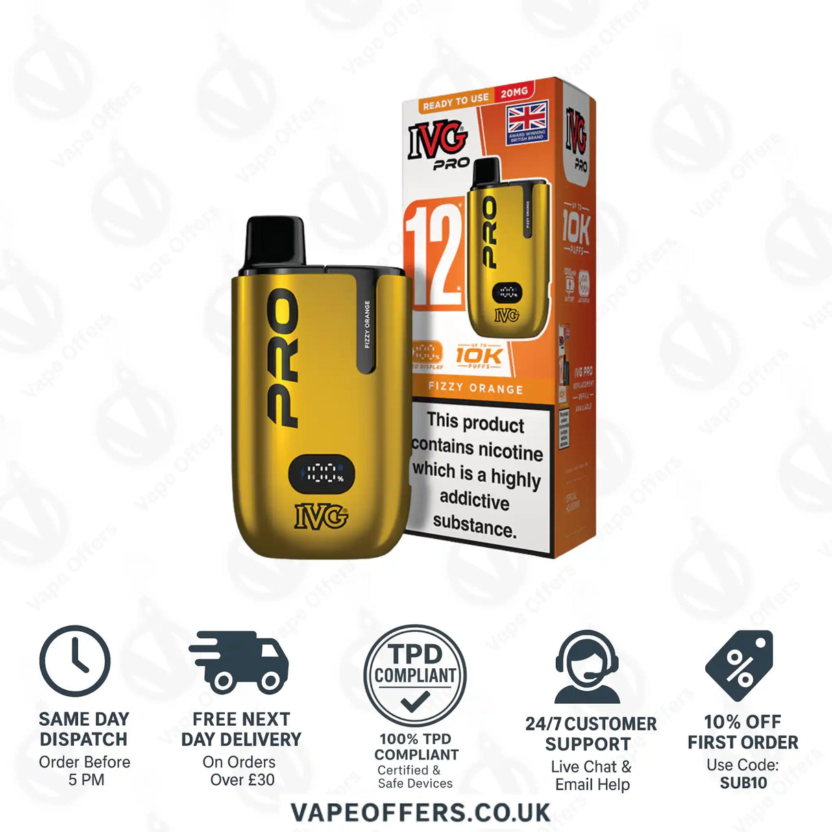 IVG Pro 12 Prefilled Pod Vape Kit Fizzy Orange
