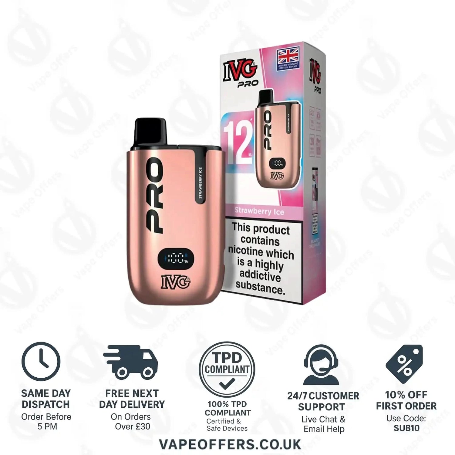 IVG Pro 12 Prefilled Pod Vape Kit Strawberry Ice 
