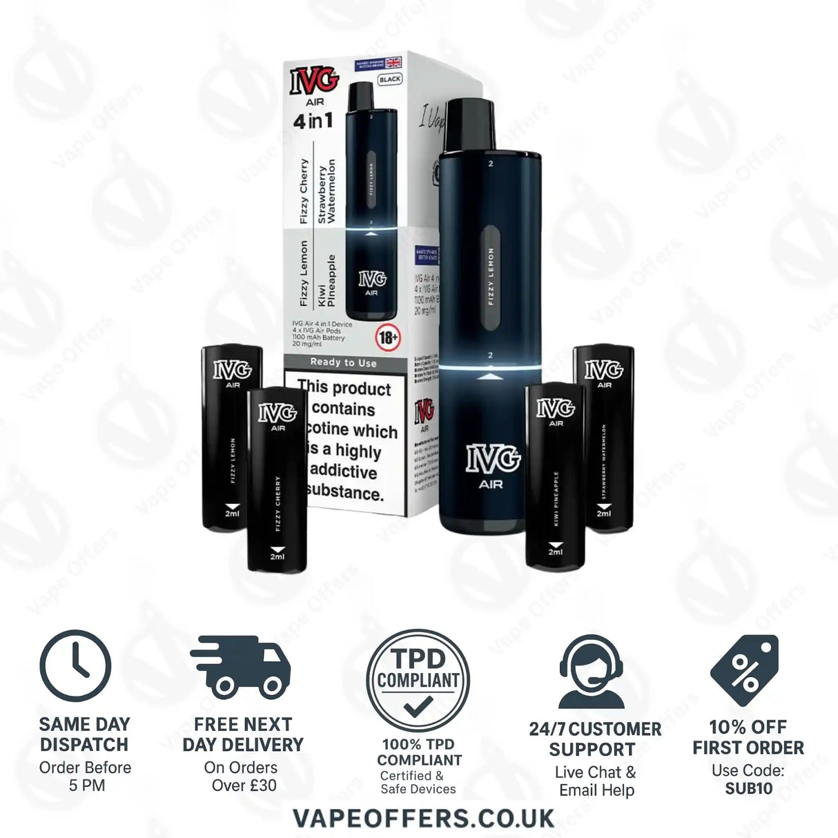 IVG Rechargeable Air 4 in 1 Black Starter Kit