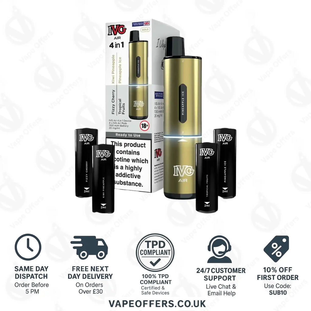 IVG Rechargeable Air 4 in 1 Gold Starter Kit