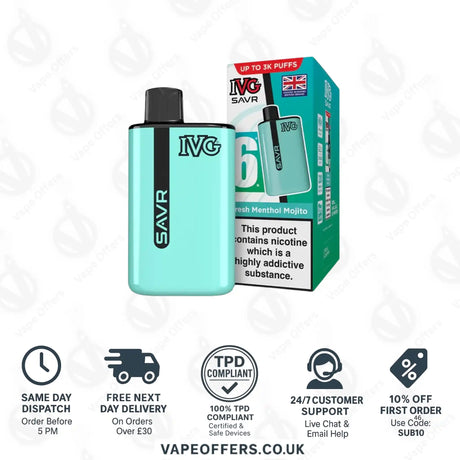 IVG SAVR 3K Prefilled Pod Kit Fresh Menthol Mojito