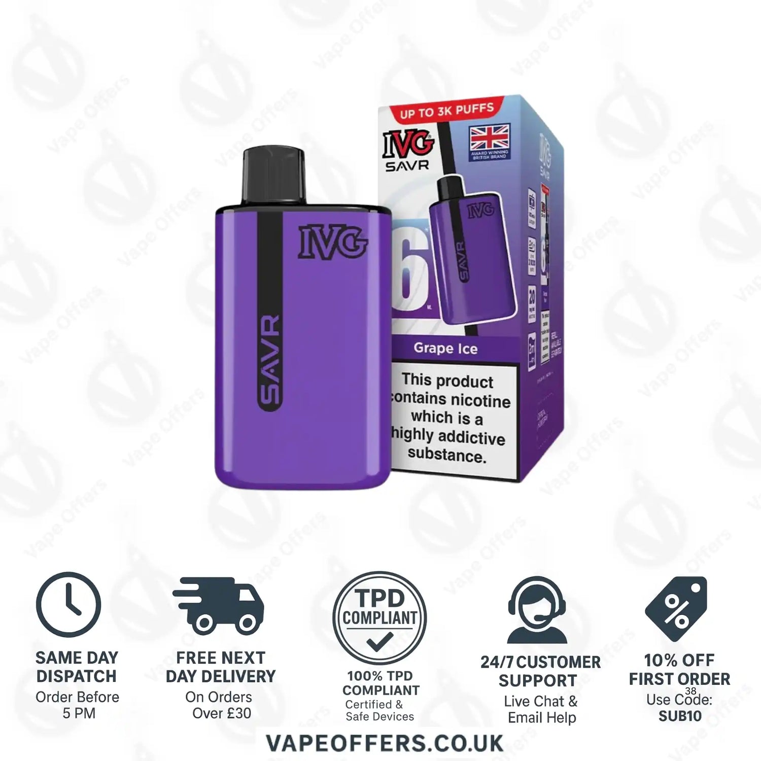 IVG SAVR 3K Prefilled Pod Kit Grape Ice 