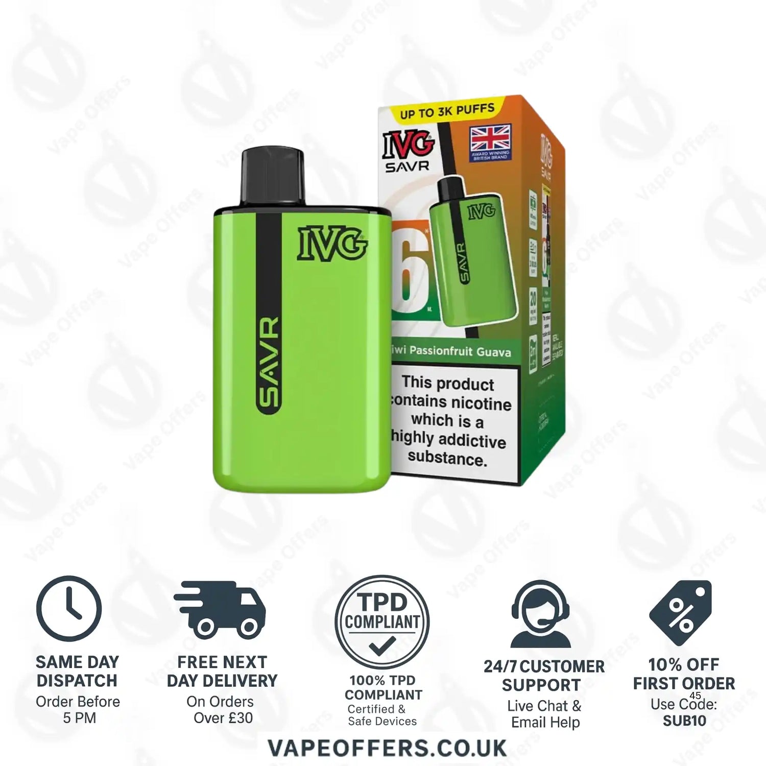 IVG SAVR 3K Prefilled Pod Kit Kiwi Passionfruit Guava 