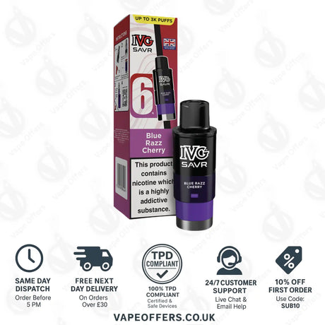 IVG Savr 3000 Prefilled Pods Blue Razz Cherry 