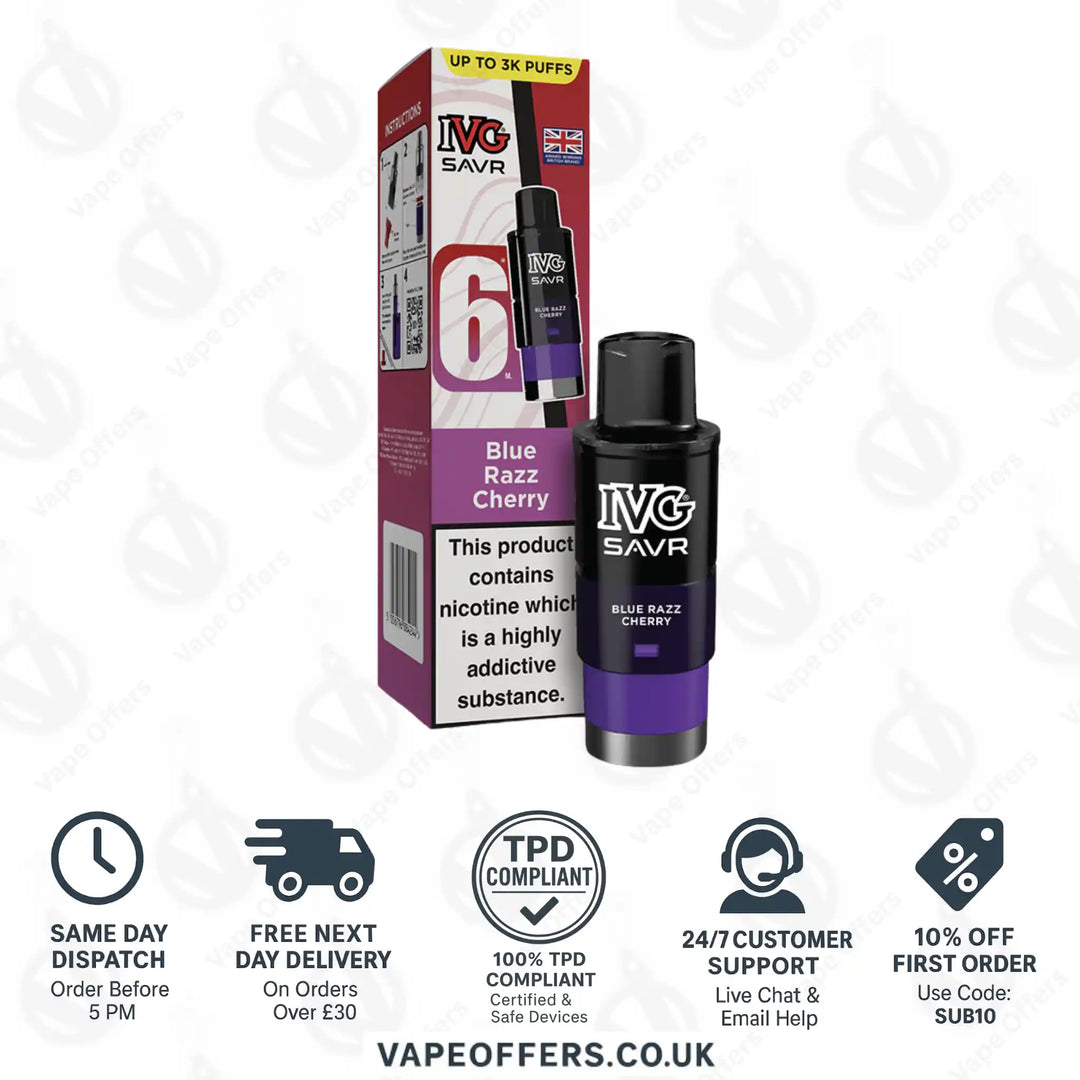 IVG Savr 3000 Prefilled Pods Blue Razz Cherry 