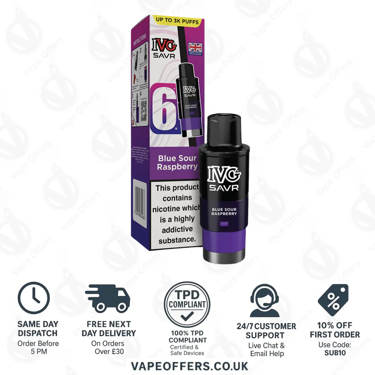 IVG Savr 3000 Prefilled Pods Blue Sour Raspberry 