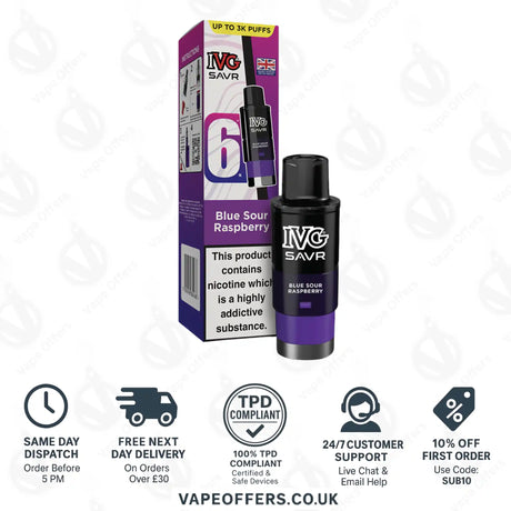 IVG Savr 3000 Prefilled Pods Blue Sour Raspberry 
