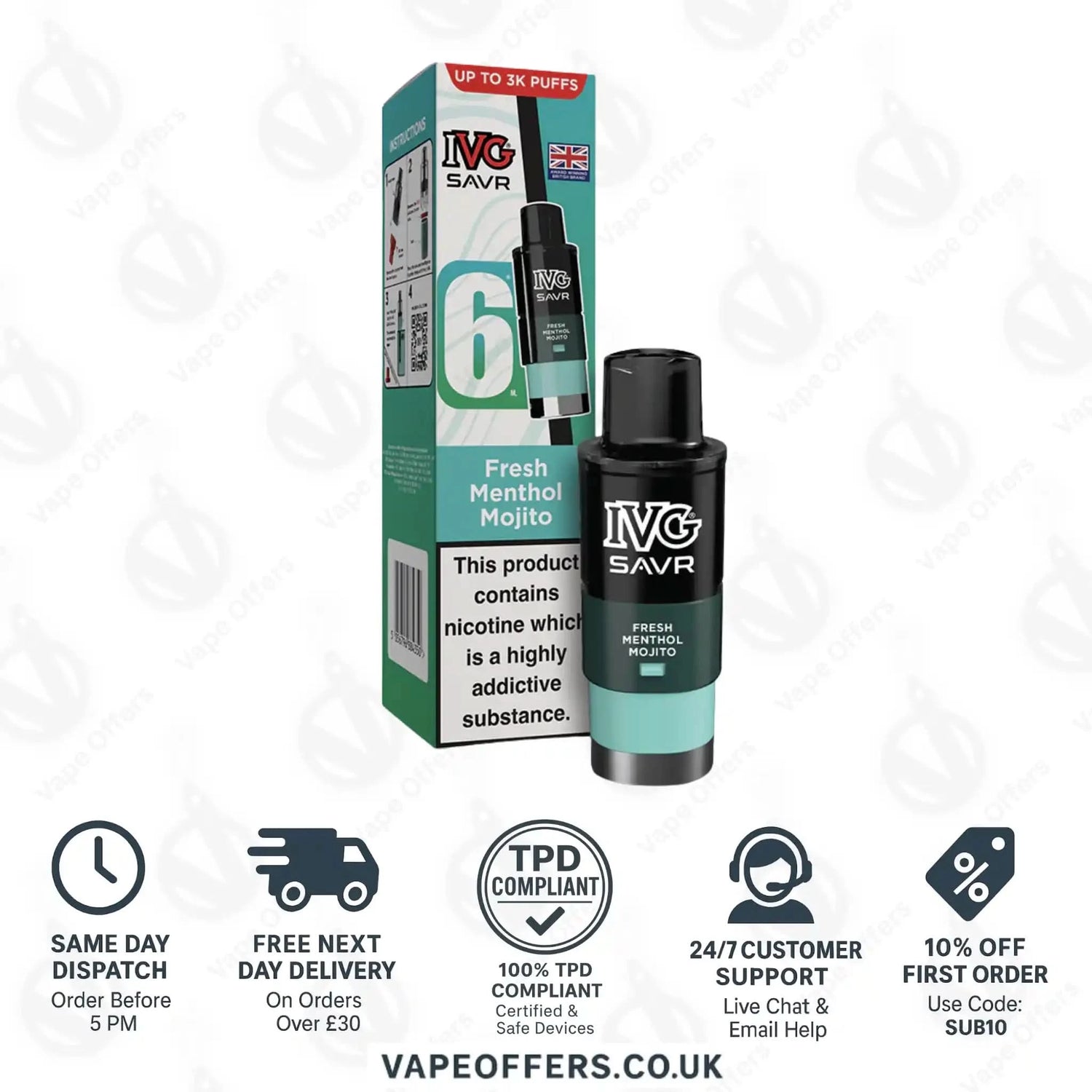 IVG Savr 3000 Prefilled Pods Fresh Menthol Mojito  