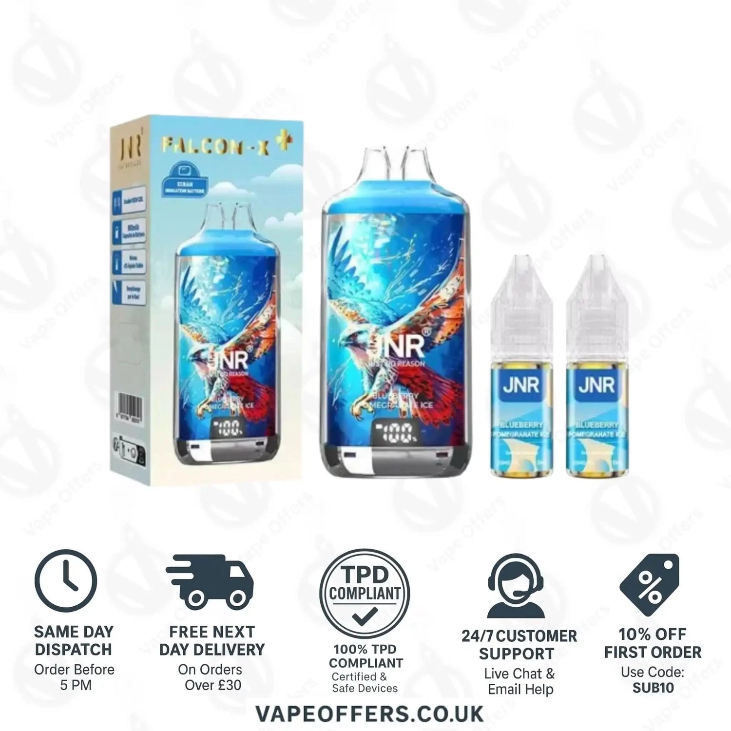 JNR Falcon X Plus 28K Prefilled Vape Kit Blueberry Pomegranate Ice 