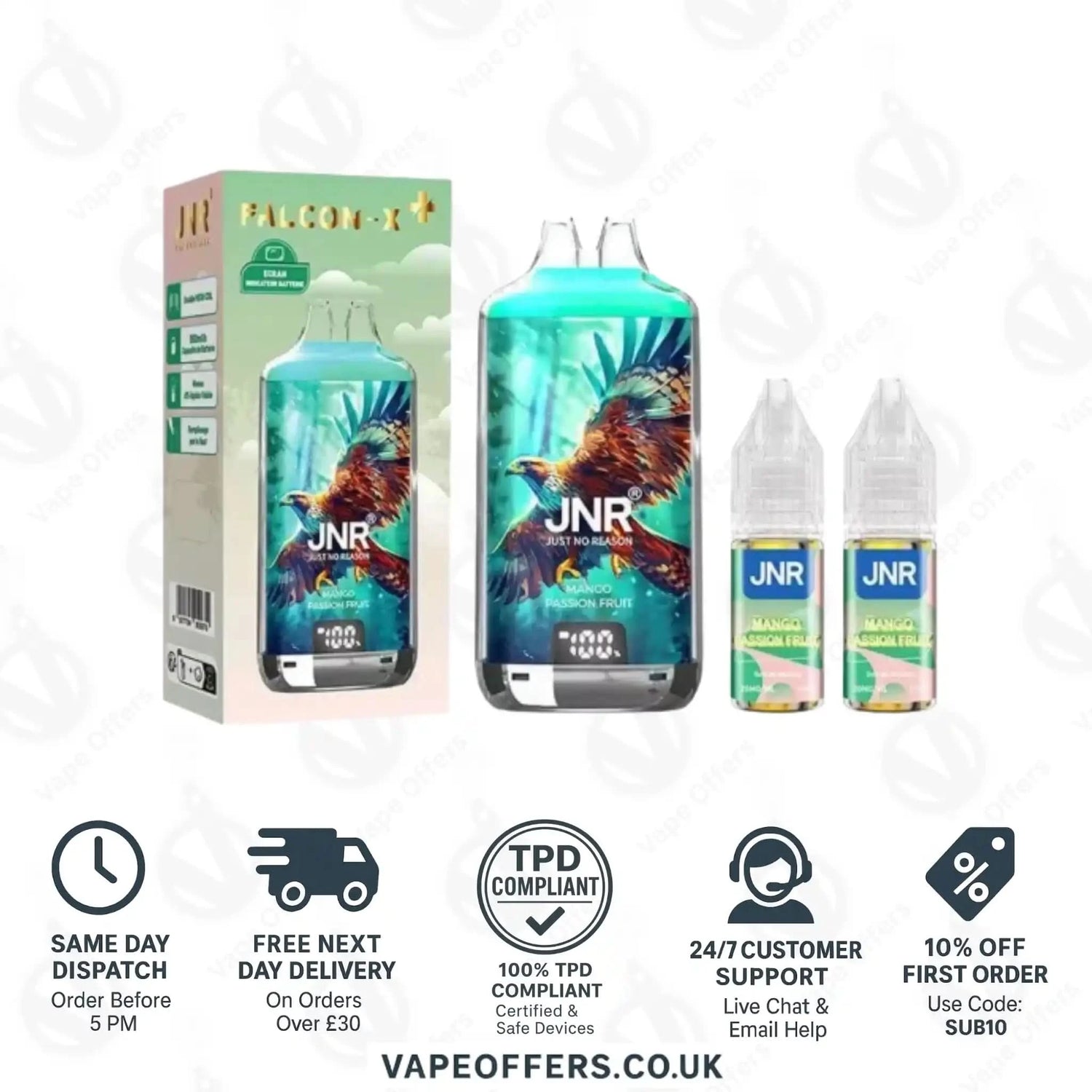 JNR Falcon X Plus 28K Prefilled Vape Kit Mango Passion Fruit 
