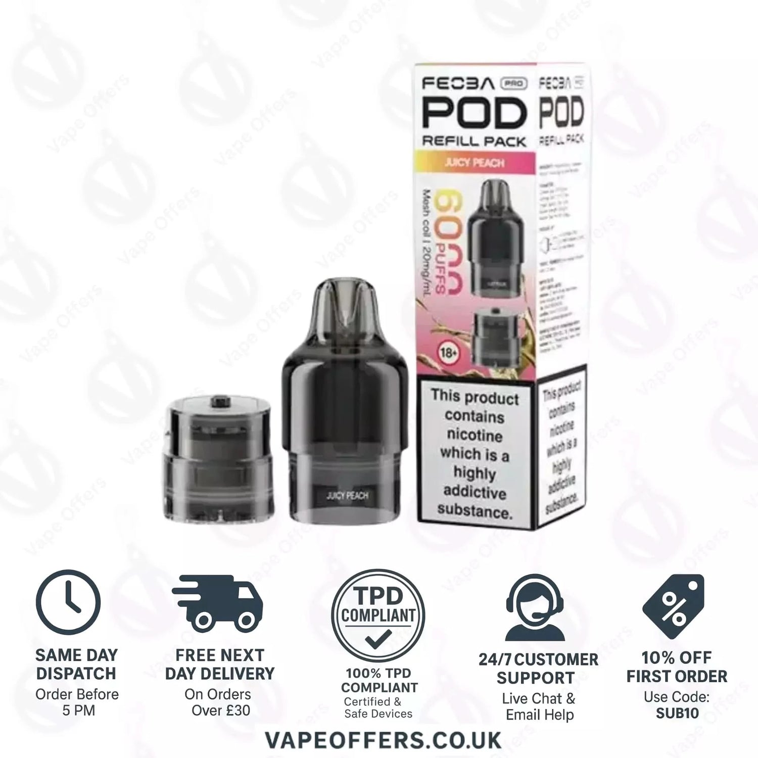 Juicy Peach Feoba Pro 6000 Puffs Prefilled Pods 