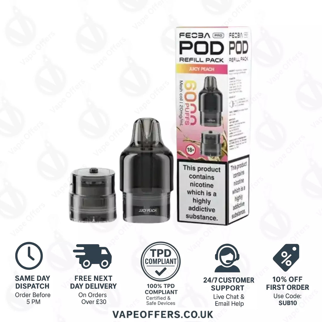 Juicy Peach Feoba Pro 6000 Puffs Prefilled Pods