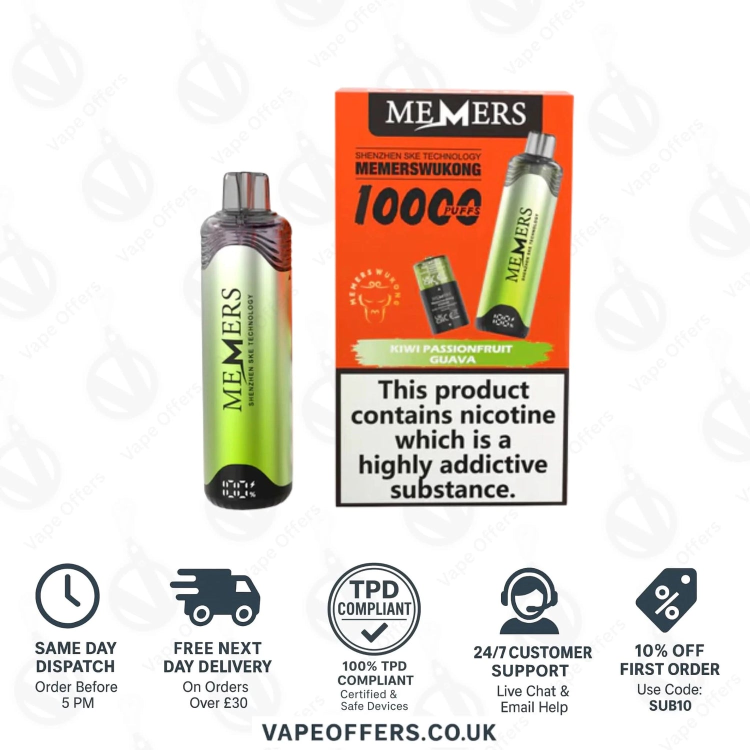 Kiwi Passion Guava SKE Memers WuKong V10K Puffs Vape Kit  