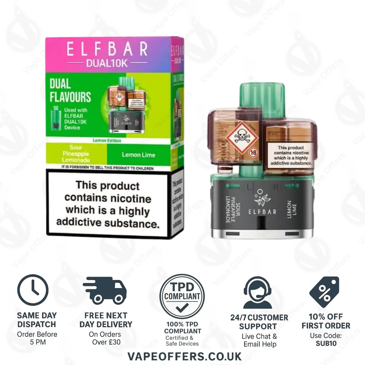 Elf Bar Dual 10K Prefilled Pod Lemon Edition