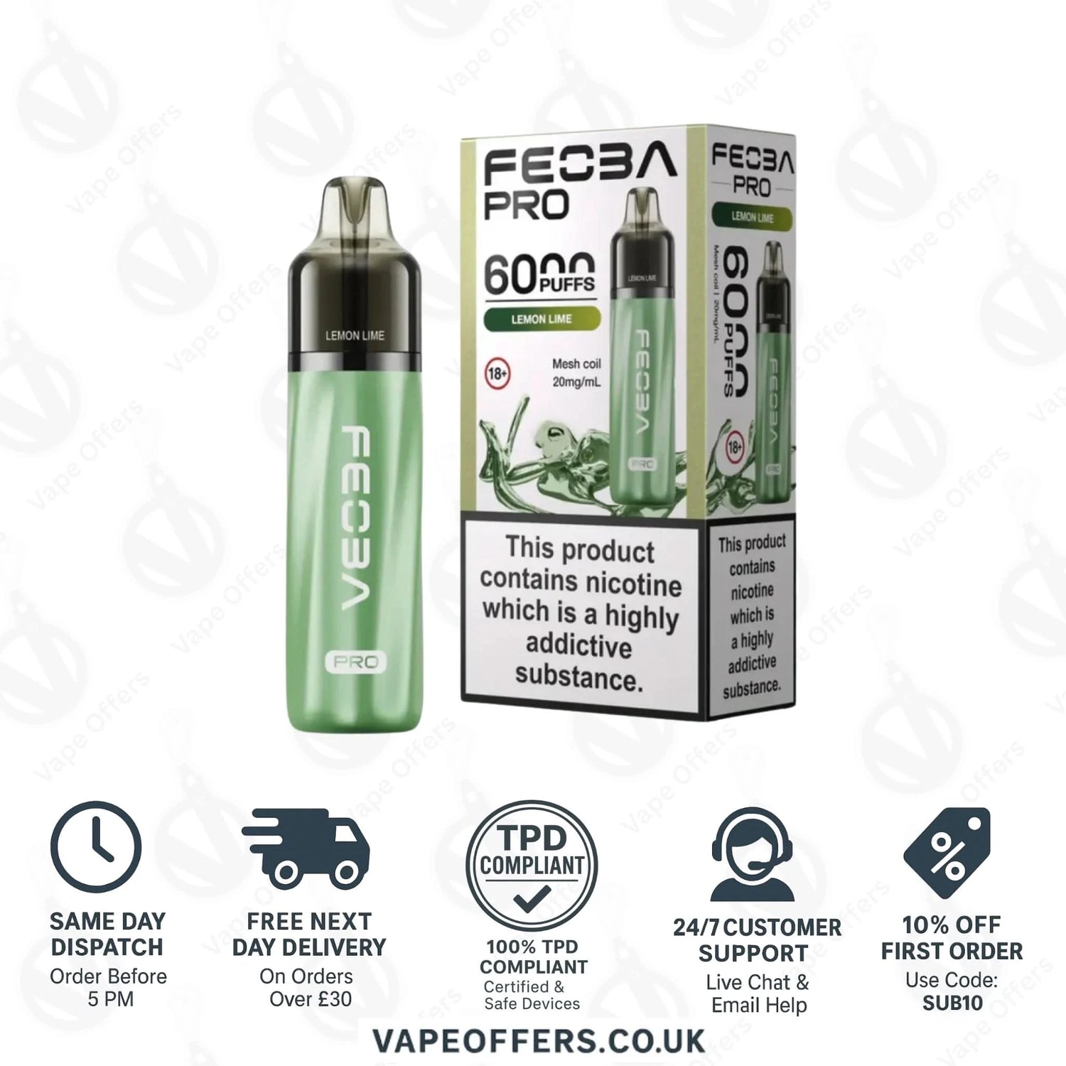 Lemon Lime Feoba Pro 6000 Puffs Prefilled Pod Kit 
