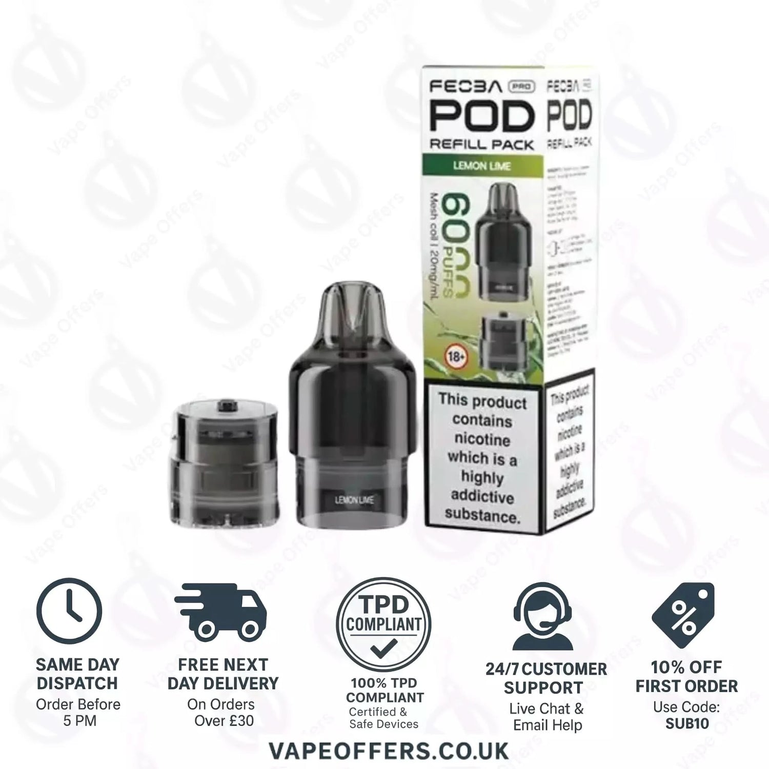 Lemon Lime Feoba Pro 6000 Puffs Prefilled Pods 