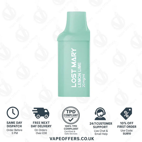 Lemon Lime Lost Mary BM600 Prefilled Pod