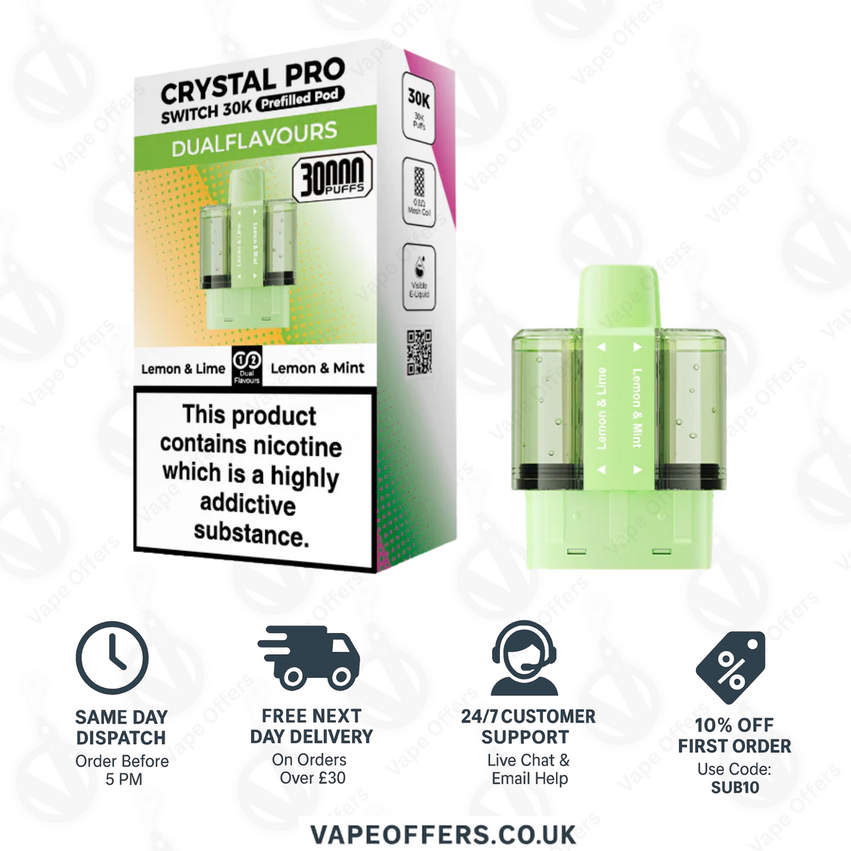Crystal Pro Switch 30k Prefille | Replacement Pods | 5 for £35