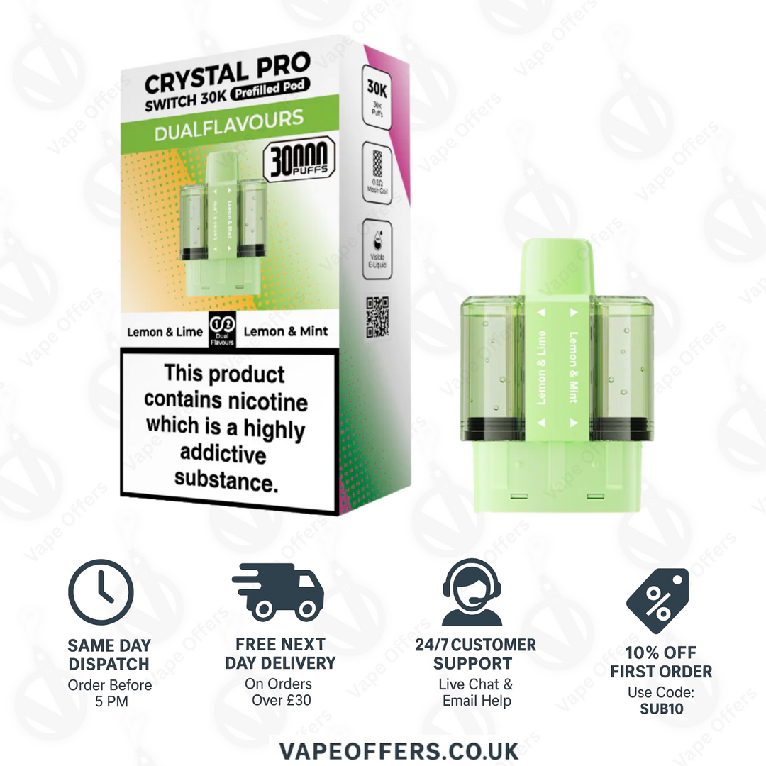 Crystal Pro Switch 30k Prefilled | Replacement Pods | 5 for £35