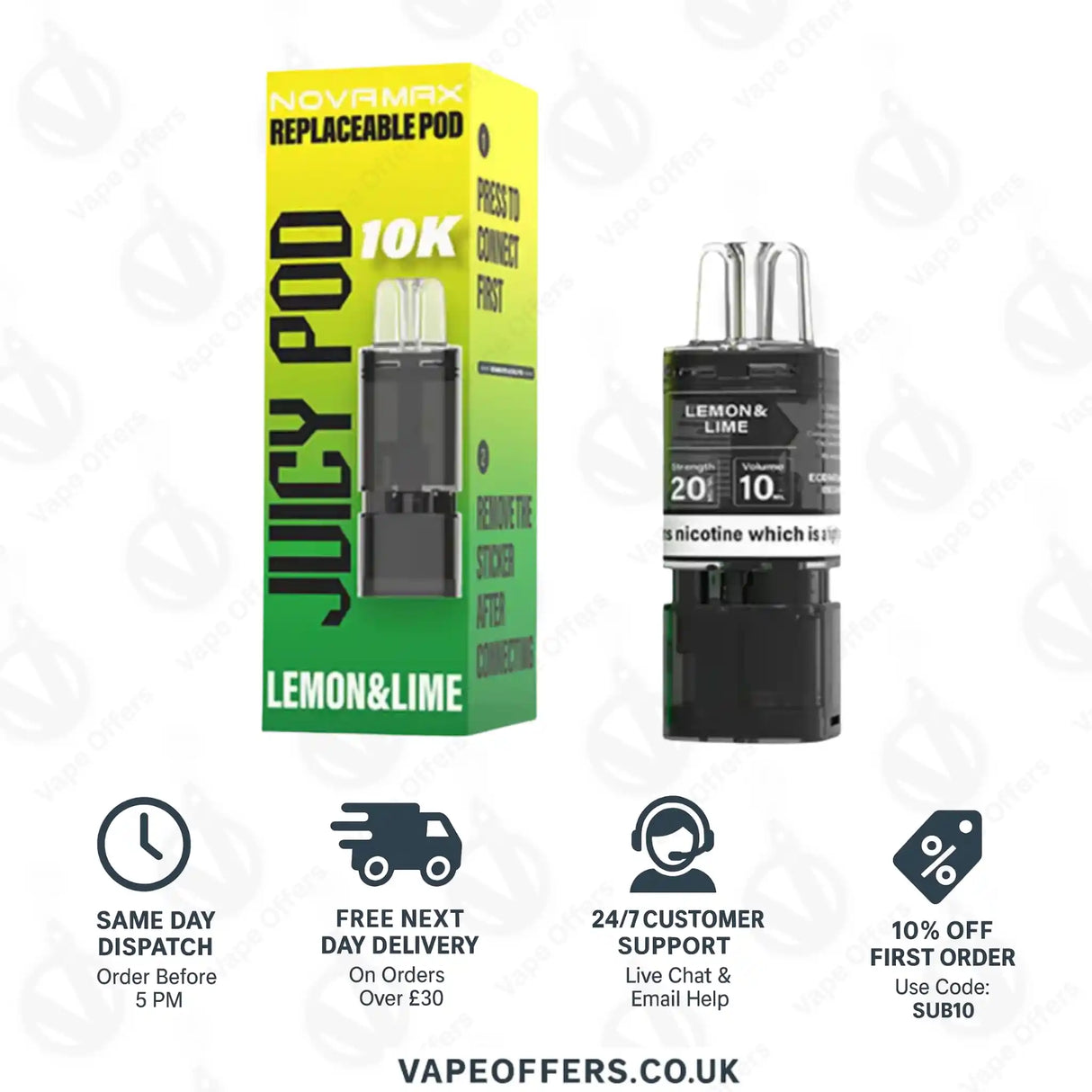 Juicy Pod Novamax 10K Prefilled Pods - Lemon Lime 