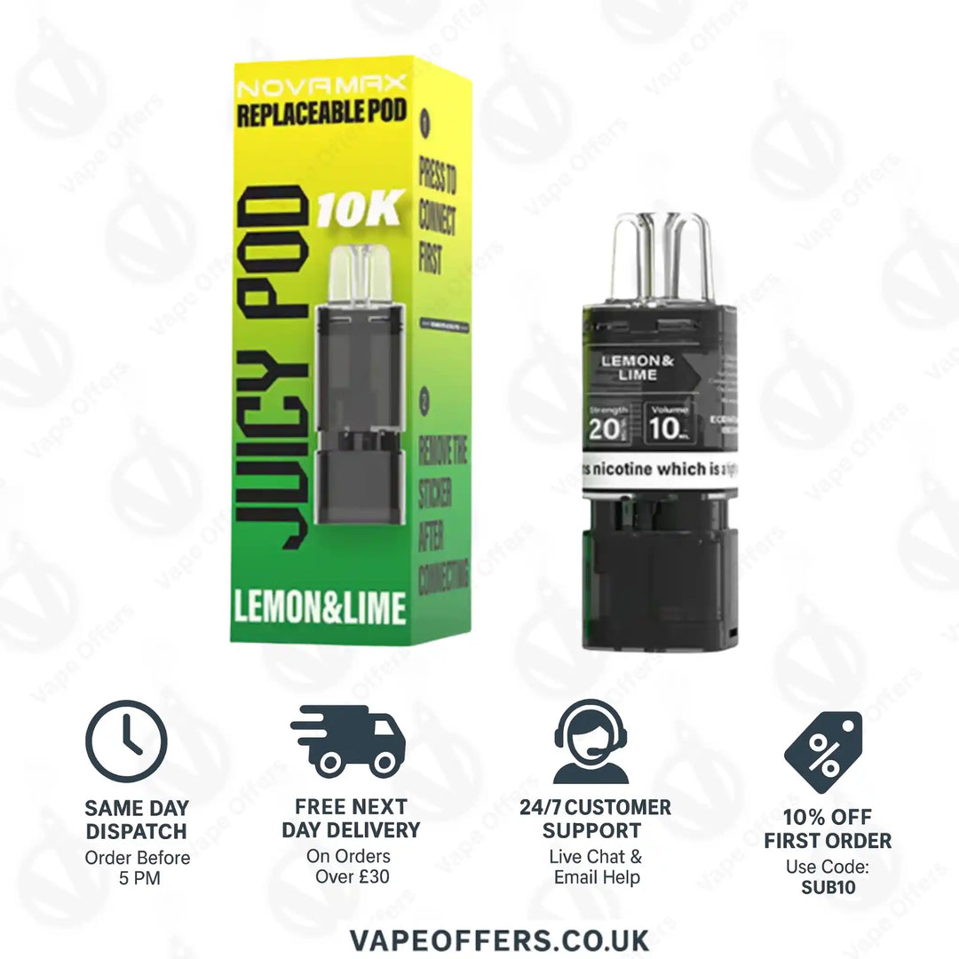 Juicy Pod Novamax 10K Prefilled Pods - Lemon Lime 