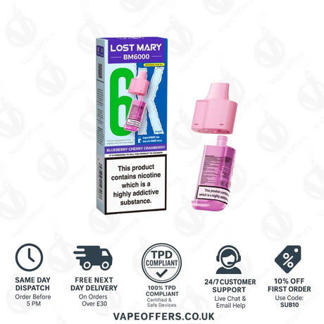 Lost Mary BM6000 Prefilled Pods Blueberry Cherry Cranberry