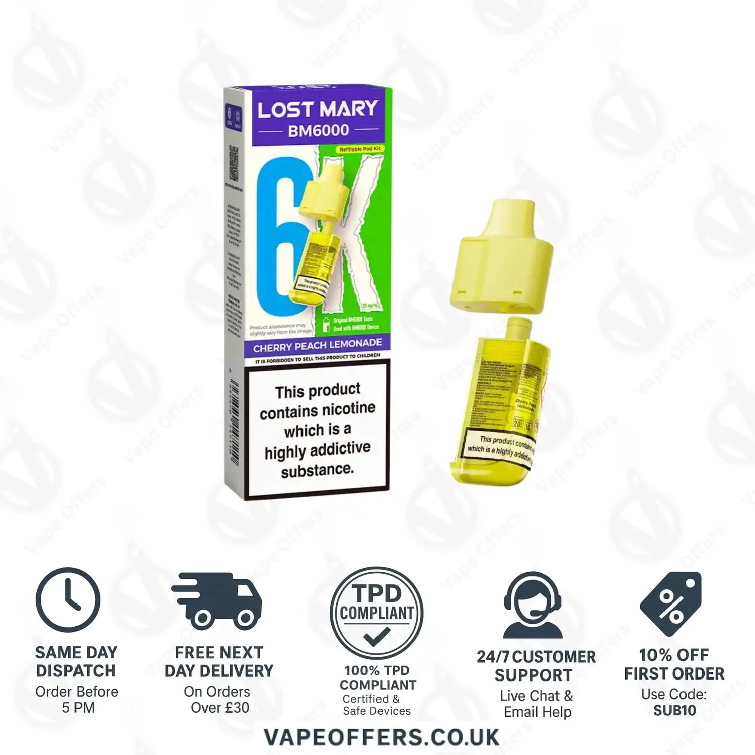 Lost Mary BM6000 Prefilled Pods Cherry Peach Lemonade 