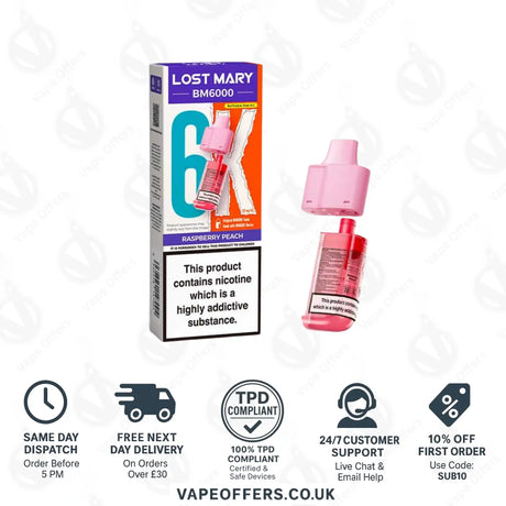 Lost Mary BM6000 Prefilled Pods Raspberry Peach